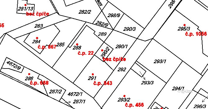 Chotěboř 43104355 na parcele st. 290/2 v KÚ Chotěboř, Katastrální mapa