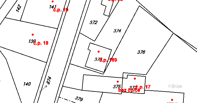 Děhylov 169 na parcele st. 373 v KÚ Děhylov, Katastrální mapa