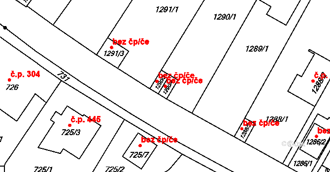 Brno 43567355 na parcele st. 1290/4 v KÚ Stránice, Katastrální mapa