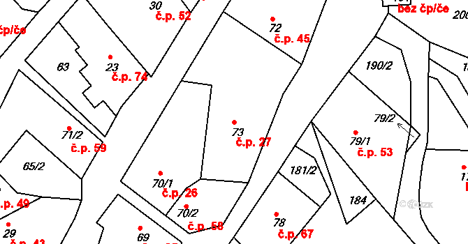 Vršovice 27 na parcele st. 73 v KÚ Vršovice u Opavy, Katastrální mapa
