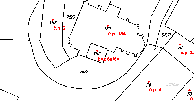 Chomutov 45031355 na parcele st. 162 v KÚ Chomutov I, Katastrální mapa