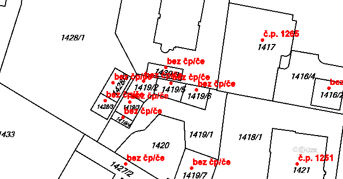 Teplice 45141355 na parcele st. 1419/5 v KÚ Teplice, Katastrální mapa