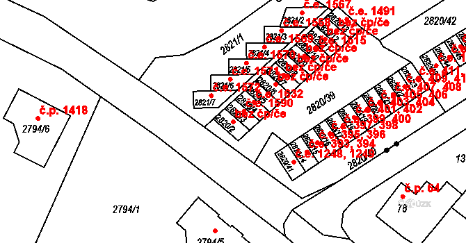 Děčín 47247355 na parcele st. 2820/2 v KÚ Děčín, Katastrální mapa