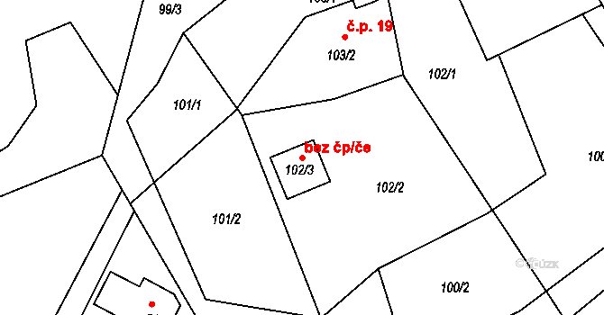 Třinec 49313355 na parcele st. 102/3 v KÚ Dolní Líštná, Katastrální mapa