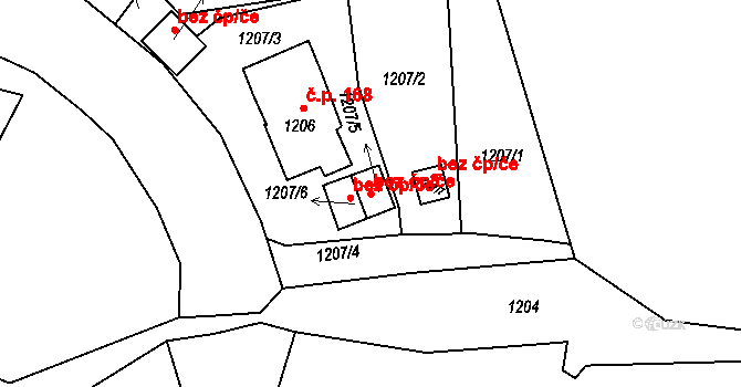 Jablonec nad Nisou 50400355 na parcele st. 1207/5 v KÚ Vrkoslavice, Katastrální mapa
