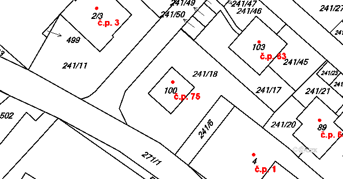 Hřivno 75, Chotětov na parcele st. 100 v KÚ Hřivno, Katastrální mapa