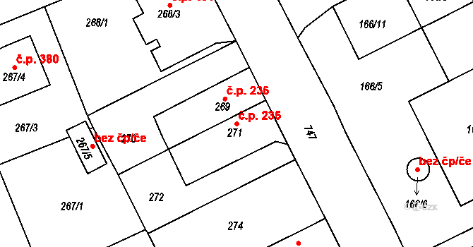 Josefov 235, Jaroměř na parcele st. 271 v KÚ Josefov u Jaroměře, Katastrální mapa