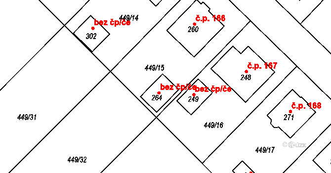 Krahulčí 78103355 na parcele st. 264 v KÚ Krahulčí u Telče, Katastrální mapa