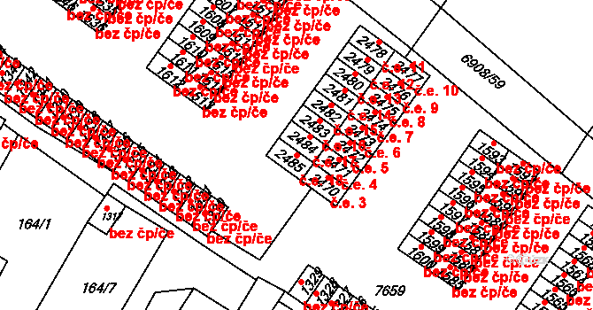 Telč-Štěpnice 18, Telč na parcele st. 2485 v KÚ Telč, Katastrální mapa