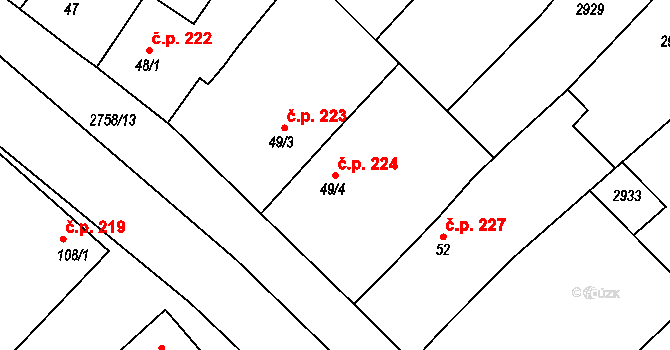Micmanice 224, Strachotice na parcele st. 49/4 v KÚ Micmanice, Katastrální mapa
