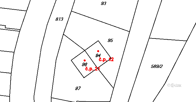 Domaželice 12 na parcele st. 94 v KÚ Domaželice, Katastrální mapa