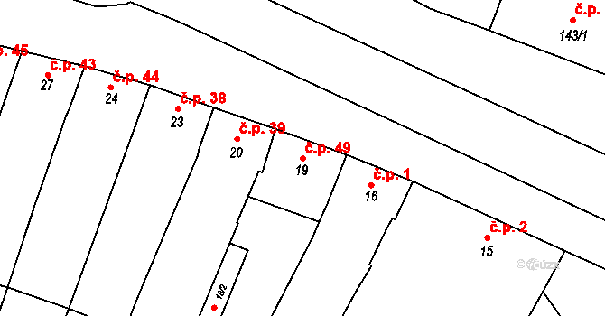 Želatovice 49 na parcele st. 19 v KÚ Želatovice, Katastrální mapa