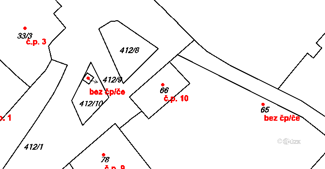 Přerov IX-Lýsky 10, Přerov na parcele st. 66 v KÚ Lýsky, Katastrální mapa