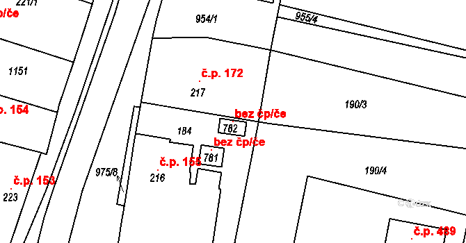 Rožďalovice 121416356 na parcele st. 782 v KÚ Rožďalovice, Katastrální mapa
