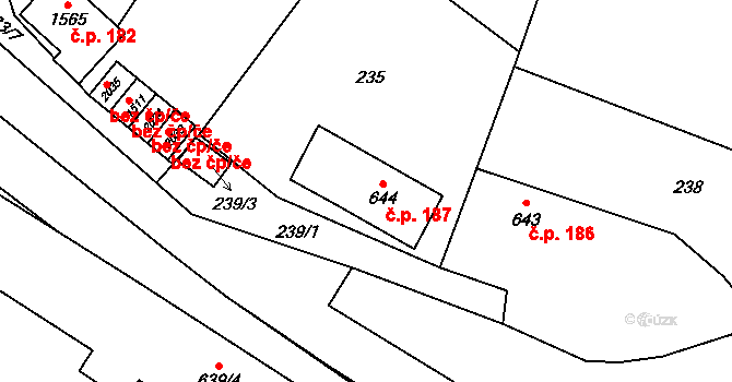Polná 187 na parcele st. 644 v KÚ Polná, Katastrální mapa