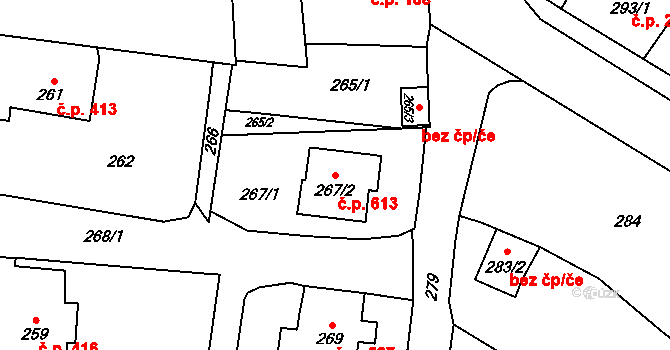 Moravský Beroun 613 na parcele st. 267/2 v KÚ Moravský Beroun, Katastrální mapa