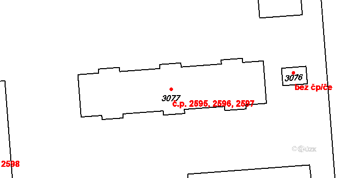 Kročehlavy 2595,2596,2597, Kladno na parcele st. 3077 v KÚ Kročehlavy, Katastrální mapa