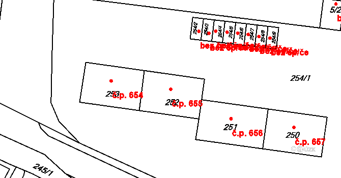 Buštěhrad 655 na parcele st. 252 v KÚ Buštěhrad, Katastrální mapa