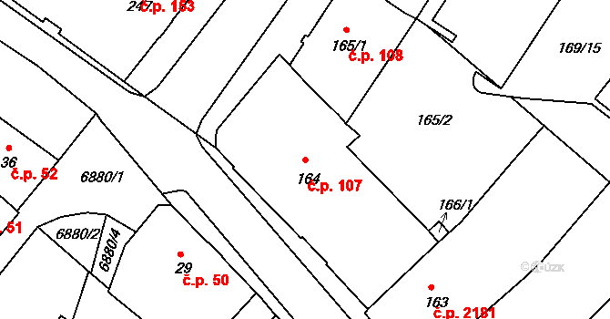 Boskovice 107 na parcele st. 164 v KÚ Boskovice, Katastrální mapa