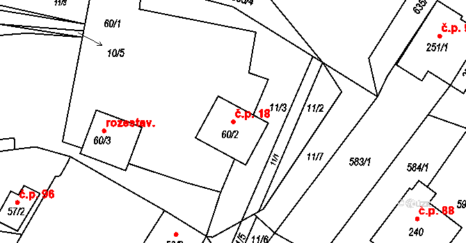 Češnovice 18, Pištín na parcele st. 60/2 v KÚ Češnovice, Katastrální mapa