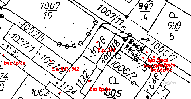 Cvikov II 541, Cvikov na parcele st. 1026 v KÚ Cvikov, Katastrální mapa