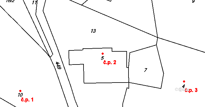 Želejov 2, Borek na parcele st. 5 v KÚ Želejov, Katastrální mapa