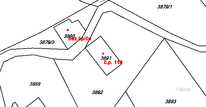 Podmoklice 114, Semily na parcele st. 3891 v KÚ Semily, Katastrální mapa