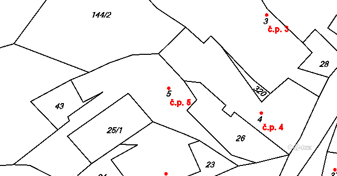 Kamenná Lhota 5, Borotín na parcele st. 5 v KÚ Kamenná Lhota u Borotína, Katastrální mapa