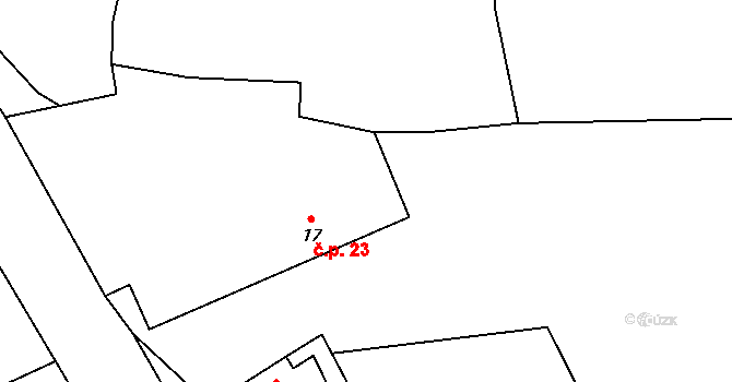 Dobronice u Chýnova 23, Chýnov na parcele st. 17 v KÚ Dobronice u Chýnova, Katastrální mapa