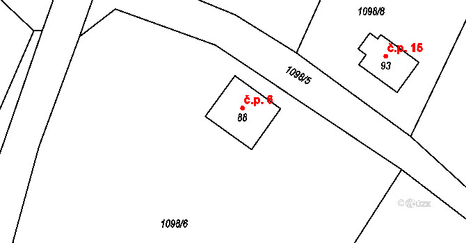 Lbín 6, Hlinná na parcele st. 88 v KÚ Lbín, Katastrální mapa