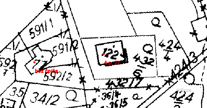 Hejnice 77 na parcele st. 122 v KÚ Hejnice u Žamberka, Katastrální mapa