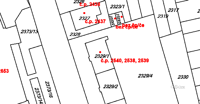 Královo Pole 2538,2539,2540, Brno na parcele st. 2329/1 v KÚ Královo Pole, Katastrální mapa