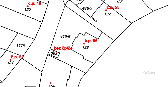Sezemice 56, Rtyně nad Bílinou na parcele st. 138 v KÚ Velvěty, Katastrální mapa