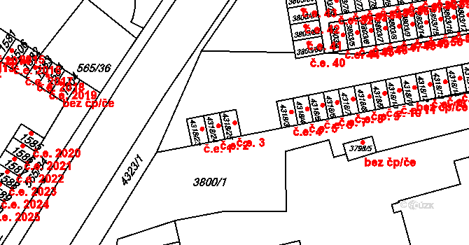 Teplice 3 na parcele st. 4318/25 v KÚ Teplice, Katastrální mapa