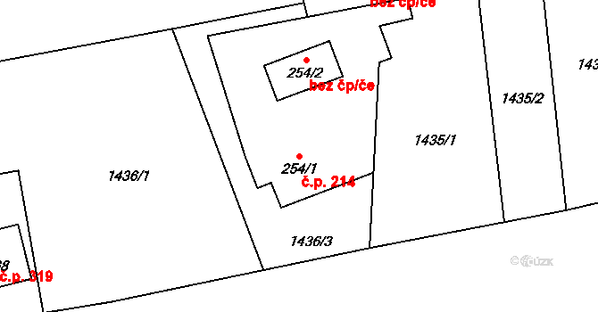 Milíkov 214 na parcele st. 254/1 v KÚ Milíkov u Jablunkova, Katastrální mapa