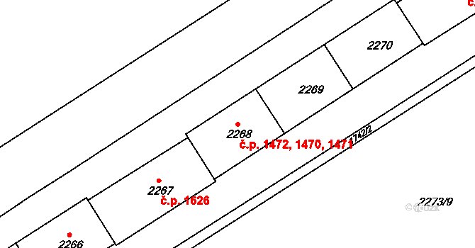 Sokolov 1470,1471,1472 na parcele st. 2268 v KÚ Sokolov, Katastrální mapa