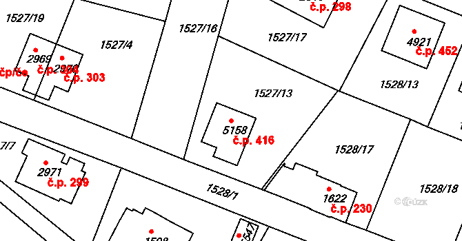 Kryblice 416, Trutnov na parcele st. 5158 v KÚ Trutnov, Katastrální mapa