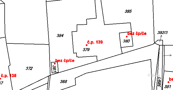 Chotěbuz 139 na parcele st. 379 v KÚ Chotěbuz, Katastrální mapa