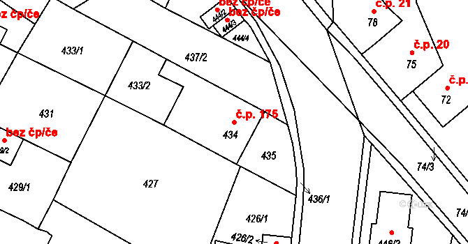 České Budějovice 3 175, České Budějovice na parcele st. 434 v KÚ České Budějovice 3, Katastrální mapa