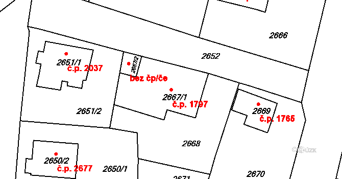 Česká Lípa 1797 na parcele st. 2667/1 v KÚ Česká Lípa, Katastrální mapa