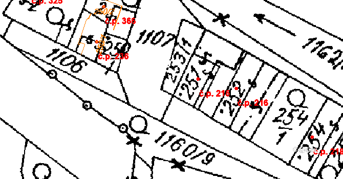 Žiželice 215 na parcele st. 251 v KÚ Žiželice nad Cidlinou, Katastrální mapa
