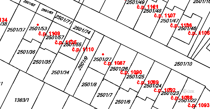 Oslavany 1087 na parcele st. 2501/27 v KÚ Oslavany, Katastrální mapa