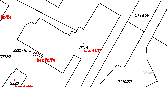 Chomutov 5417 na parcele st. 2218 v KÚ Chomutov I, Katastrální mapa