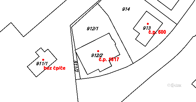Kobylisy 1817, Praha na parcele st. 912/2 v KÚ Kobylisy, Katastrální mapa