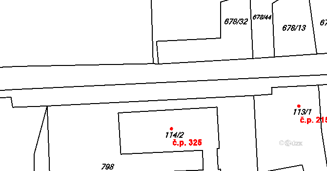 Trnová 325 na parcele st. 114/2 v KÚ Trnová u Plzně, Katastrální mapa