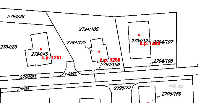 Mohelnice 1268 na parcele st. 2794/122 v KÚ Mohelnice, Katastrální mapa