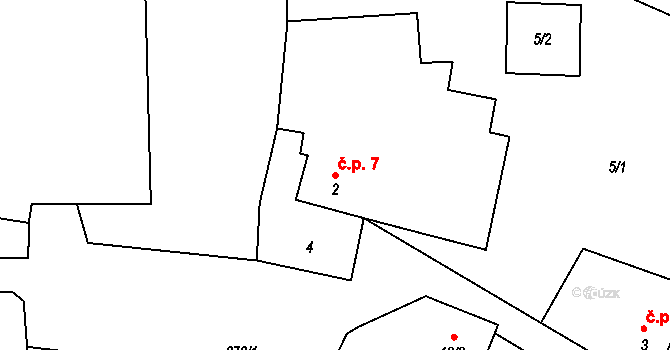 Teletín 7, Krňany na parcele st. 2 v KÚ Teletín, Katastrální mapa