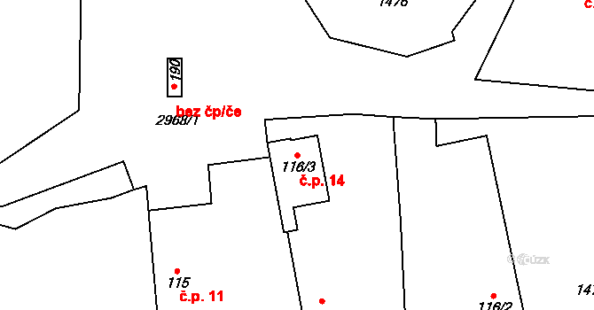Lhota Bubeneč 14, Křivsoudov na parcele st. 116/3 v KÚ Křivsoudov, Katastrální mapa