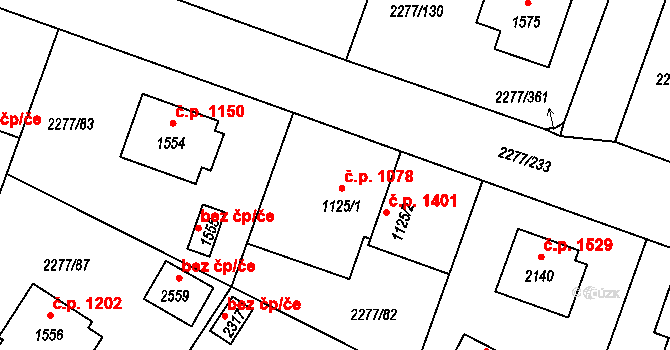 Vlašim 1078 na parcele st. 1125/1 v KÚ Vlašim, Katastrální mapa