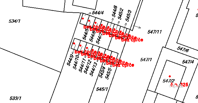 Lipůvka 36 na parcele st. 544/13 v KÚ Lipůvka, Katastrální mapa